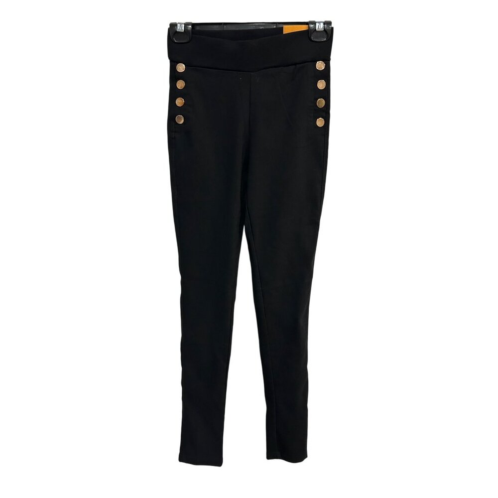 Hybrid & Company Gold Buttons Slim Fit High Waist Pants Size Small Skinny NWT - Picture 1 of 10
